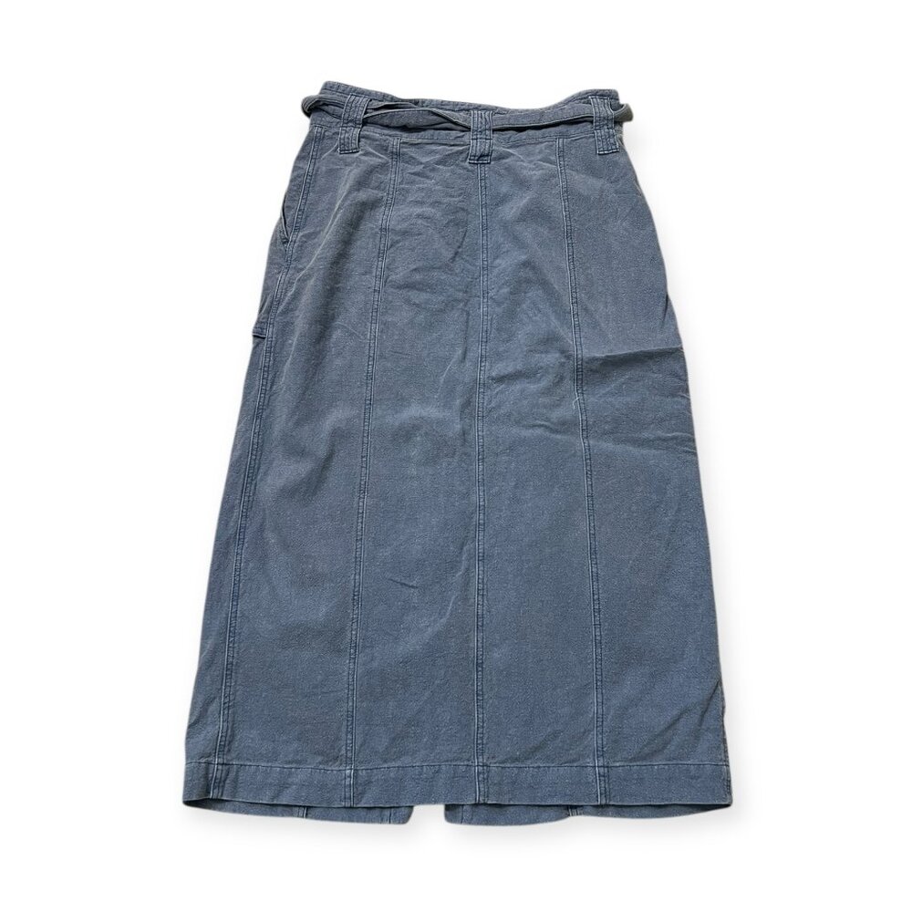 Free People Utility Cargo Midi Skirt Blue Belted Pockets Women's Size 12 - Picture 3 of 10